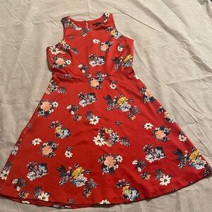 Banana Republic Vibrant Red Floral Midi Dress